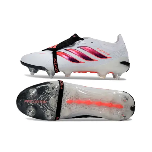 Chuteira Campo Adidas Predator Tongue 26 Elite Ponta de Aluminio Branco, Laranja e Preto