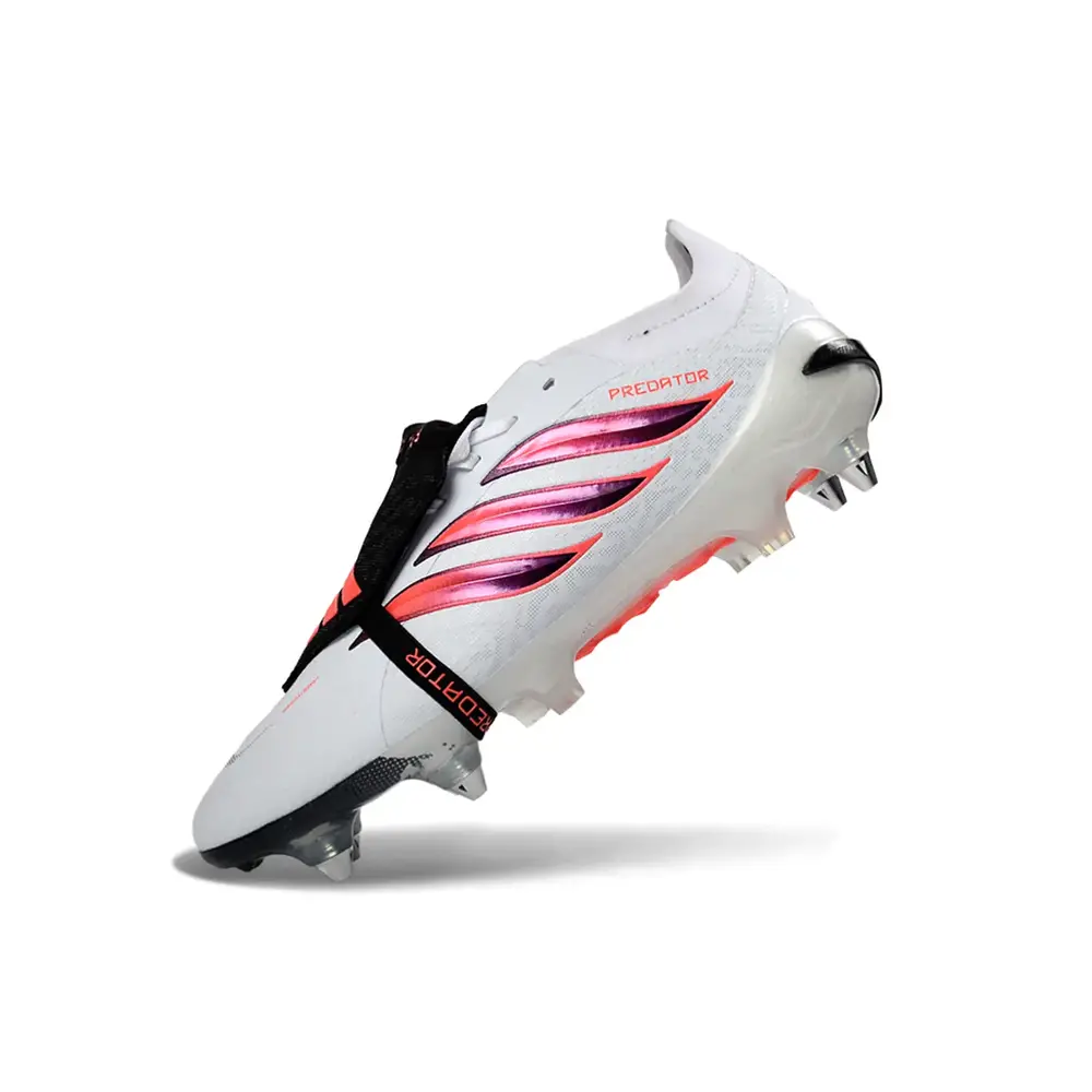 Chuteira Campo Adidas Predator Tongue 26 Elite Ponta de Aluminio Branco, Laranja e Preto