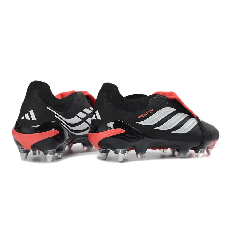 Chuteira Campo Adidas Predator Tongue 26 Elite Ponta de Aluminio Preto e Vermelho