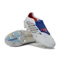 Chuteira Campo Adidas Predator Tongue 26 Elite Ponta de Aluminio Branco e Azul - imagem 5