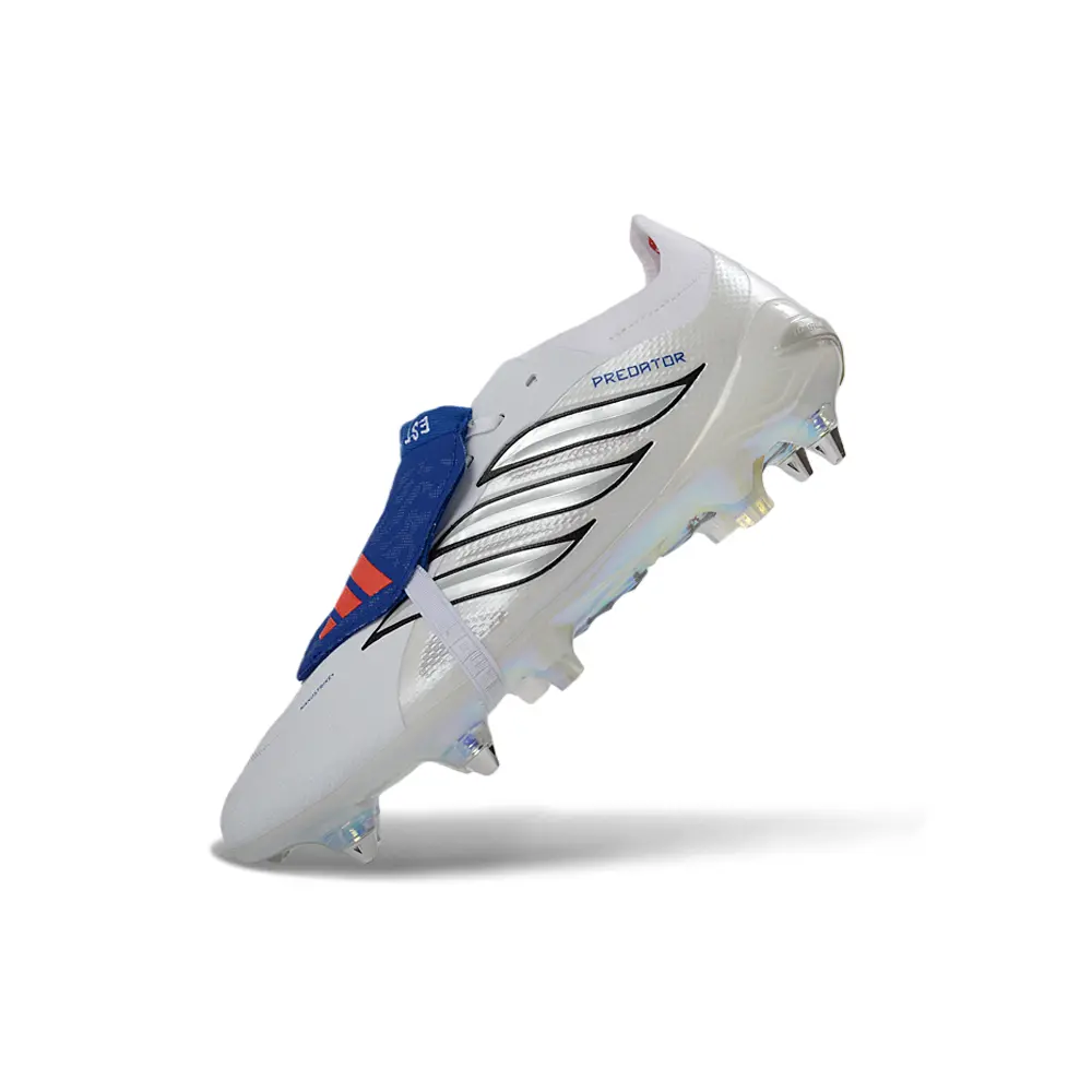 Chuteira Campo Adidas Predator Tongue 26 Elite Ponta de Aluminio Branco e Azul