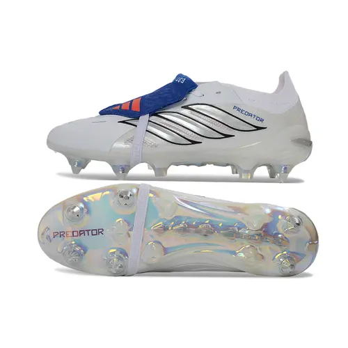 Chuteira Campo Adidas Predator Tongue 26 Elite Ponta de Aluminio Branco e Azul