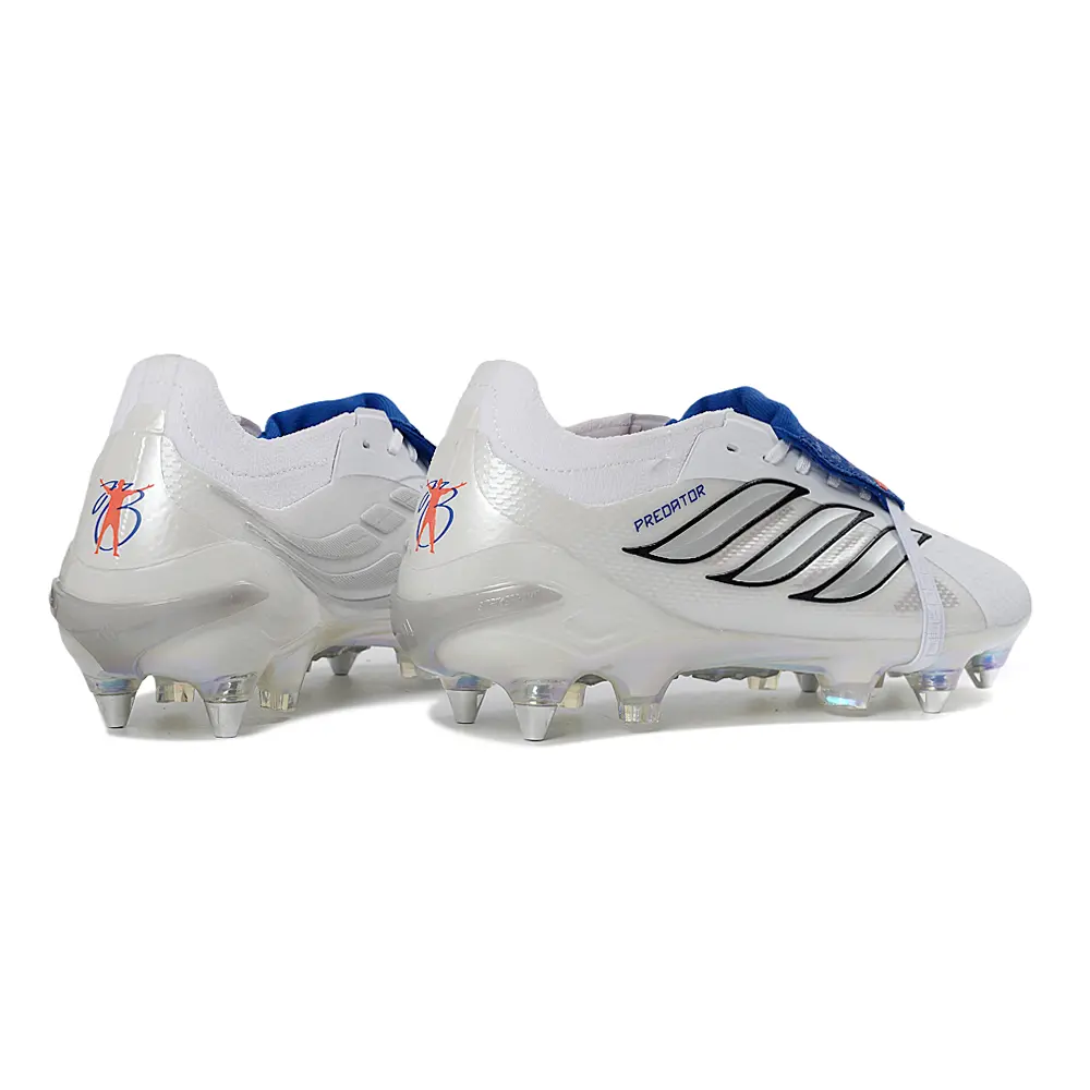 Chuteira Campo Adidas Predator Tongue 26 Elite Ponta de Aluminio Branco e Azul