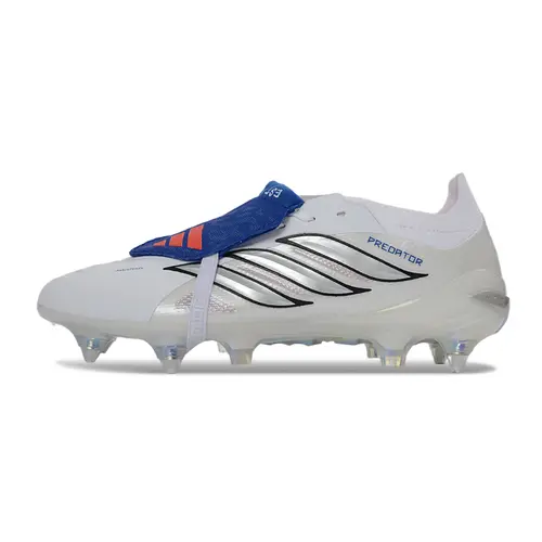 Chuteira Campo Adidas Predator Tongue 26 Elite Ponta de Aluminio Branco e Azul