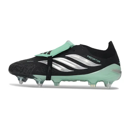 Chuteira Campo Adidas Predator Tongue 26 Elite Ponta de Aluminio Preto e Verde 