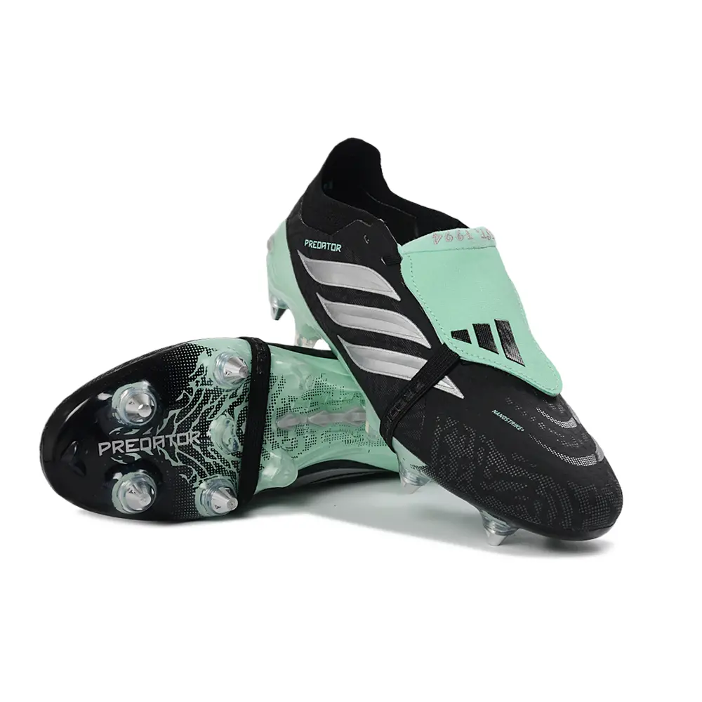 Chuteira Campo Adidas Predator Tongue 26 Elite Ponta de Aluminio Preto e Verde 
