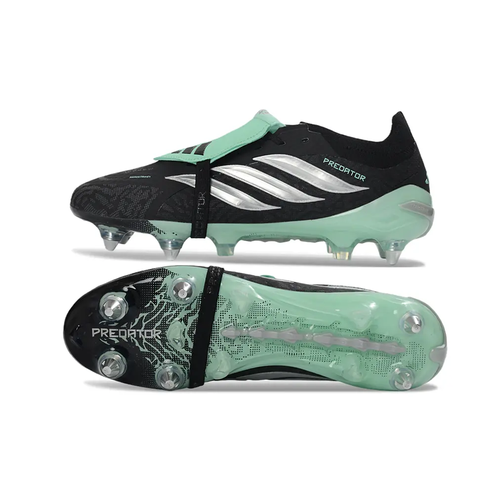 Chuteira Campo Adidas Predator Tongue 26 Elite Ponta de Aluminio Preto e Verde 