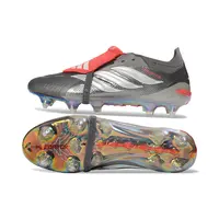 Chuteira Campo Adidas Predator Tongue 26 Elite Ponta de Aluminio Prata e Vermelho - imagem 2