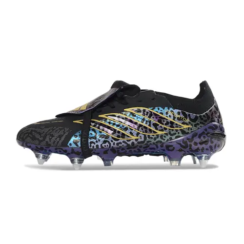 Chuteira Campo Adidas Predator Tongue 26 Elite Ponta de Aluminio Preto e Colorido Onça