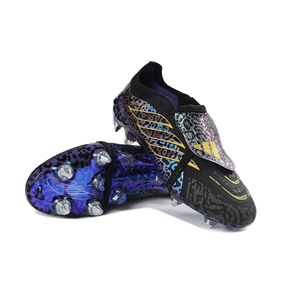 Chuteira Campo Adidas Predator Tongue 26 Elite Ponta de Aluminio Preto e Colorido Onça