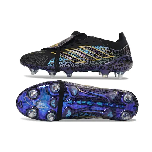 Chuteira Campo Adidas Predator Tongue 26 Elite Ponta de Aluminio Preto e Colorido Onça