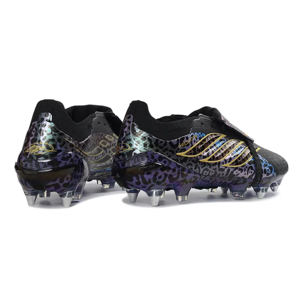 Chuteira Campo Adidas Predator Tongue 26 Elite Ponta de Aluminio Preto e Colorido Onça