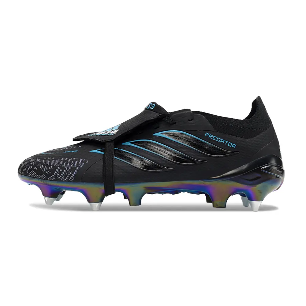 Chuteira Campo Adidas Predator Tongue 26 Elite Ponta de Aluminio Preto e Azul