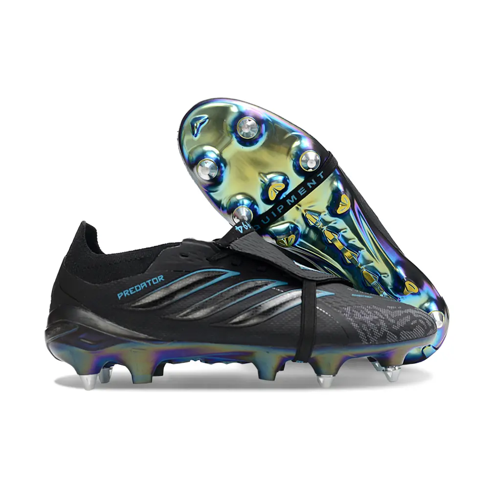 Chuteira Campo Adidas Predator Tongue 26 Elite Ponta de Aluminio Preto e Azul