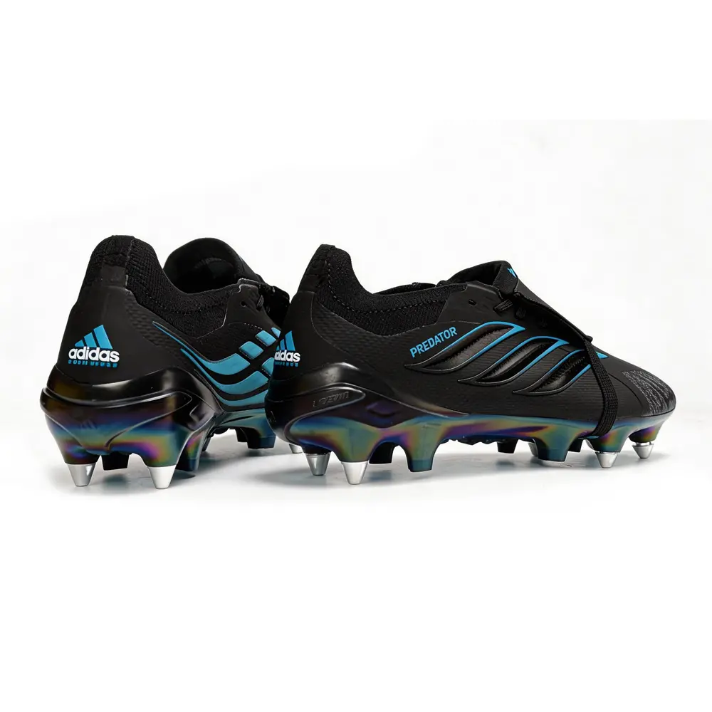 Chuteira Campo Adidas Predator Tongue 26 Elite Ponta de Aluminio Preto e Azul