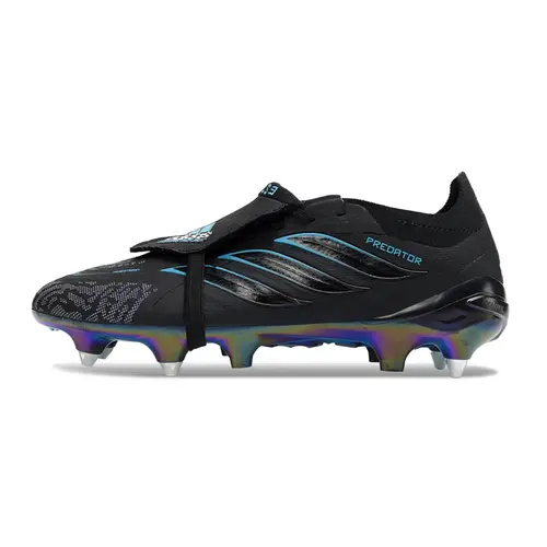 Chuteira Campo Adidas Predator Tongue 26 Elite Ponta de Aluminio Preto e Azul