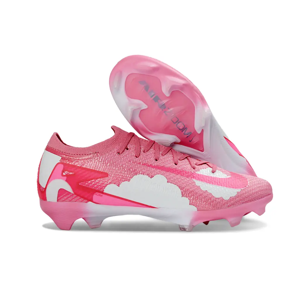 Chuteira Campo Nike Air Zoom Mercurial Vapor 16 Elite FG Rosa e Branco Nuvem