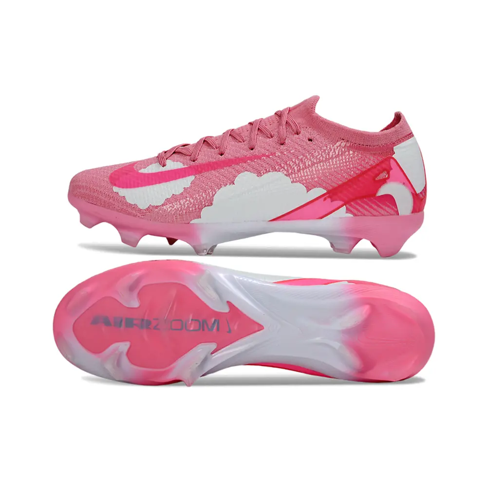 Chuteira Campo Nike Air Zoom Mercurial Vapor 16 Elite FG Rosa e Branco Nuvem