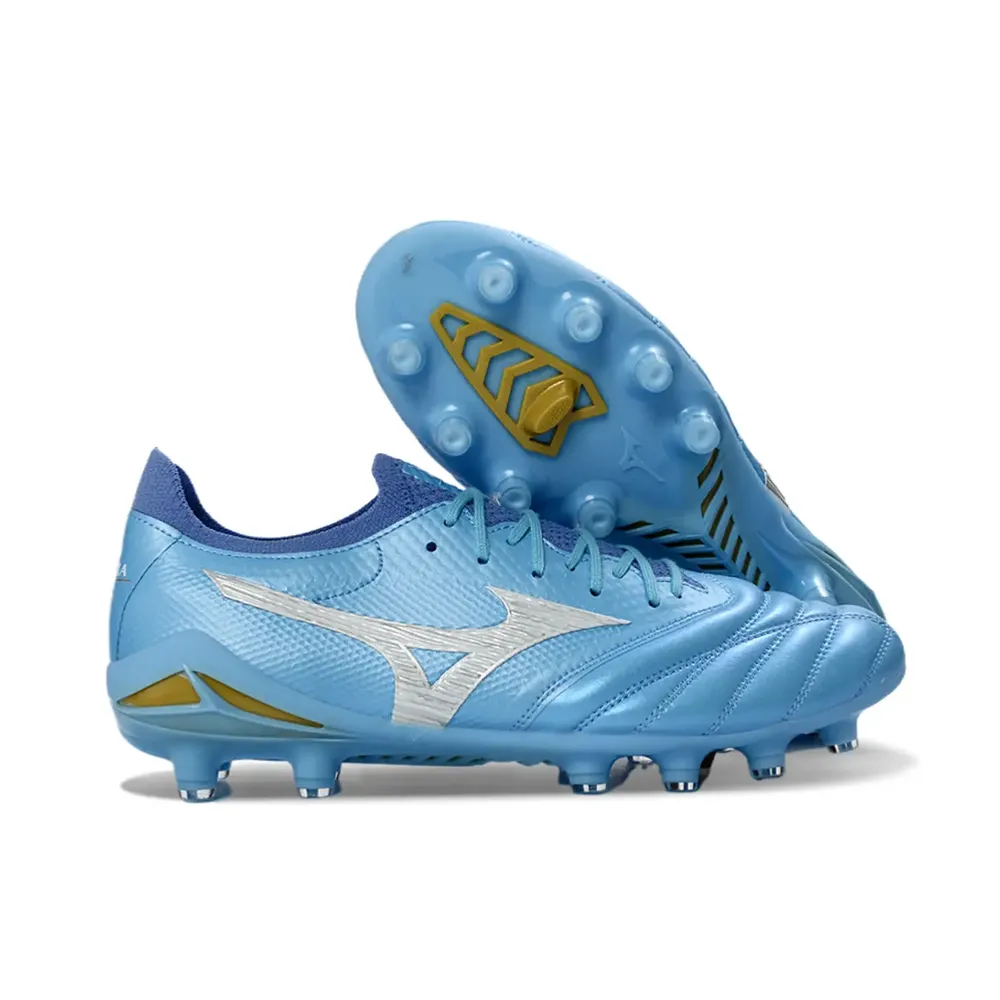 Chuteira Campo Mizuno Morelia Neo 4 Beta FG Azul Claro - Farda de Boleiro
