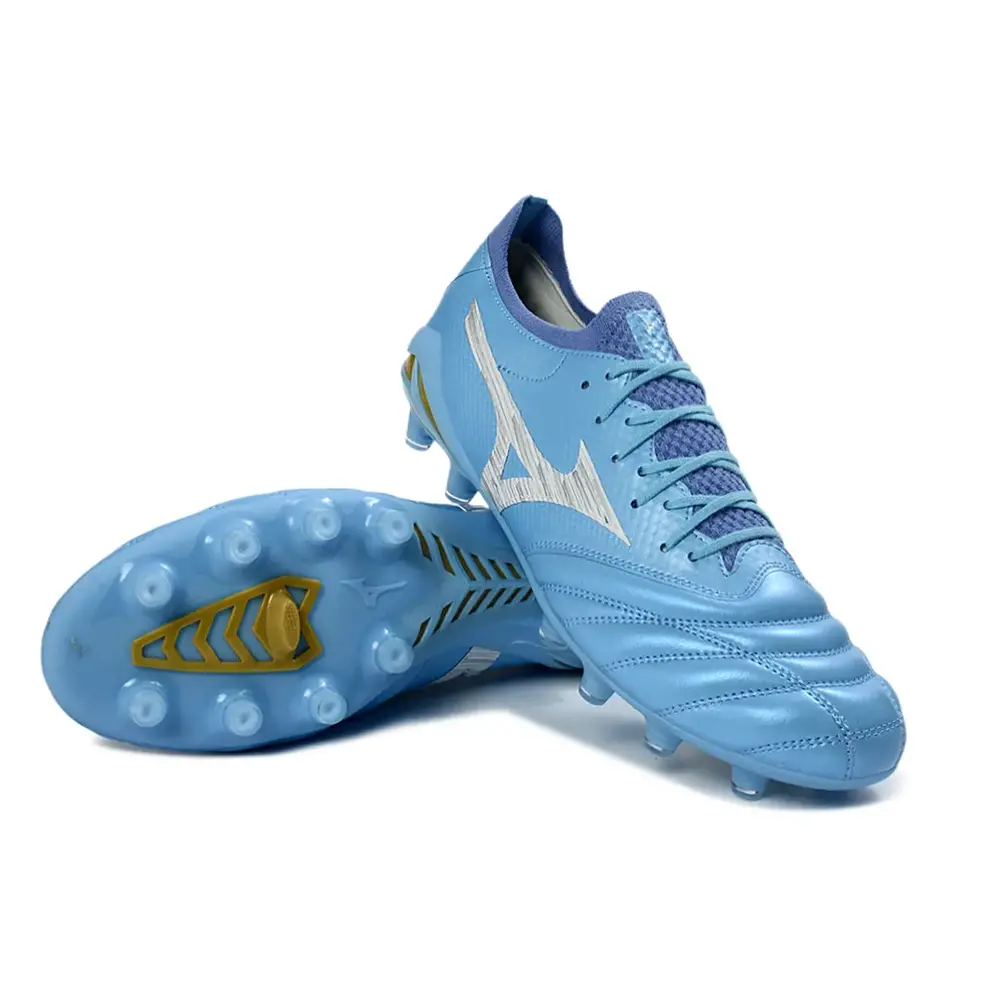 Chuteira Campo Mizuno Morelia Neo 4 Beta FG Azul Claro