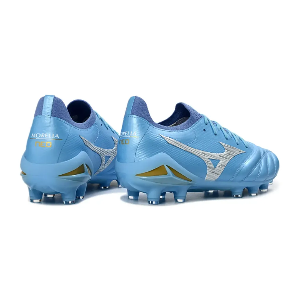 Chuteira Campo Mizuno Morelia Neo 4 Beta FG Azul Claro - Farda de Boleiro