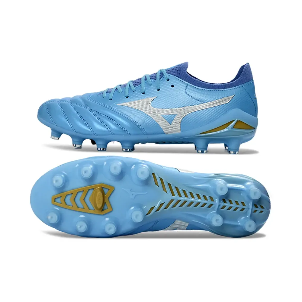 Chuteira Campo Mizuno Morelia Neo 4 Beta FG Azul Claro - Farda de Boleiro