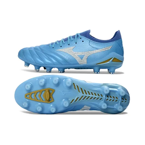 Chuteira Campo Mizuno Morelia Neo 4 Beta FG Azul Claro