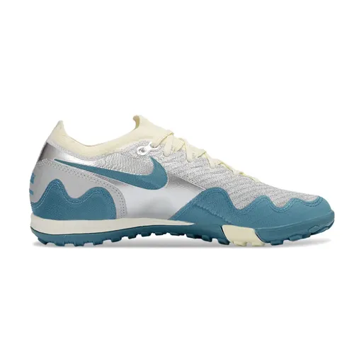 Chuteira Society Nike Air Zoom Mercurial Vapor 16 Elite TF Prata, Bege e Azul 