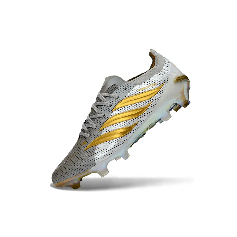 Chuteira Campo Adidas Predator 26 Elite FG Prata e Dourado