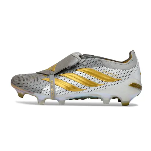 Chuteira Campo Adidas Predator Tongue 26 Elite FG Prata e Dourado