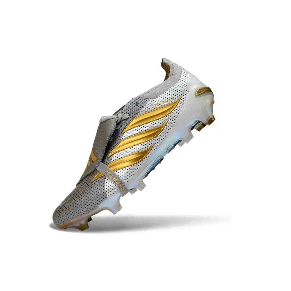 Chuteira Campo Adidas Predator Tongue 26 Elite FG Prata e Dourado