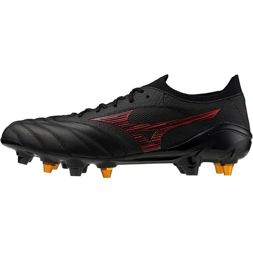 Chuteira Campo Mizuno Morelia Neo 4 Trava Mista Preto e Vermelho