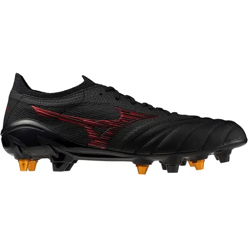 Chuteira Campo Mizuno Morelia Neo 4 Trava Mista Preto e Vermelho
