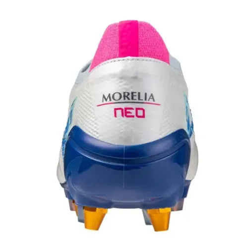 Chuteira Campo Mizuno Morelia Neo 4 Trava Mista Branco e Azul
