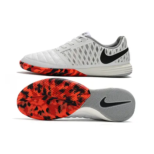 Chuteira Futsal Nike Lunar Gato II IC Branco, Laranja e Preto