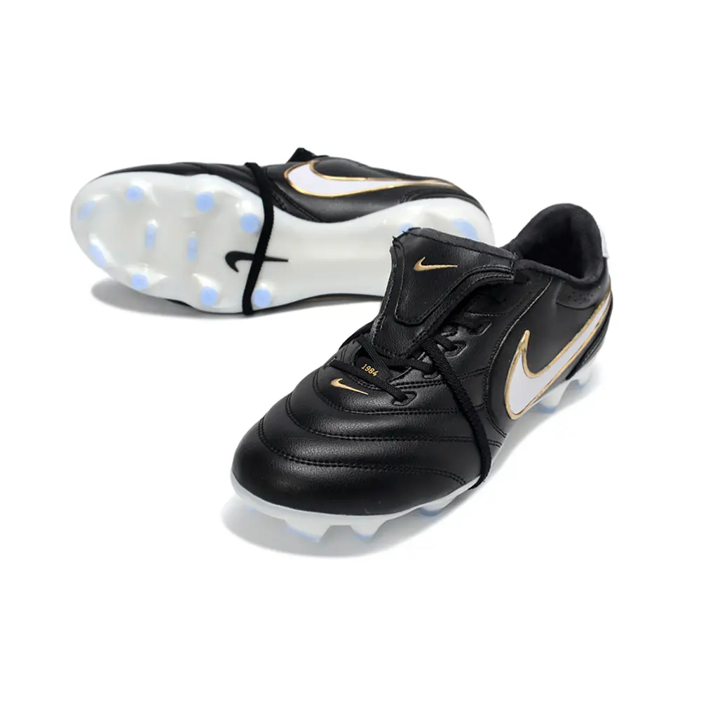 Chuteira Campo Nike Tiempo Ligera Pro FG Preto, Branco e Dourado