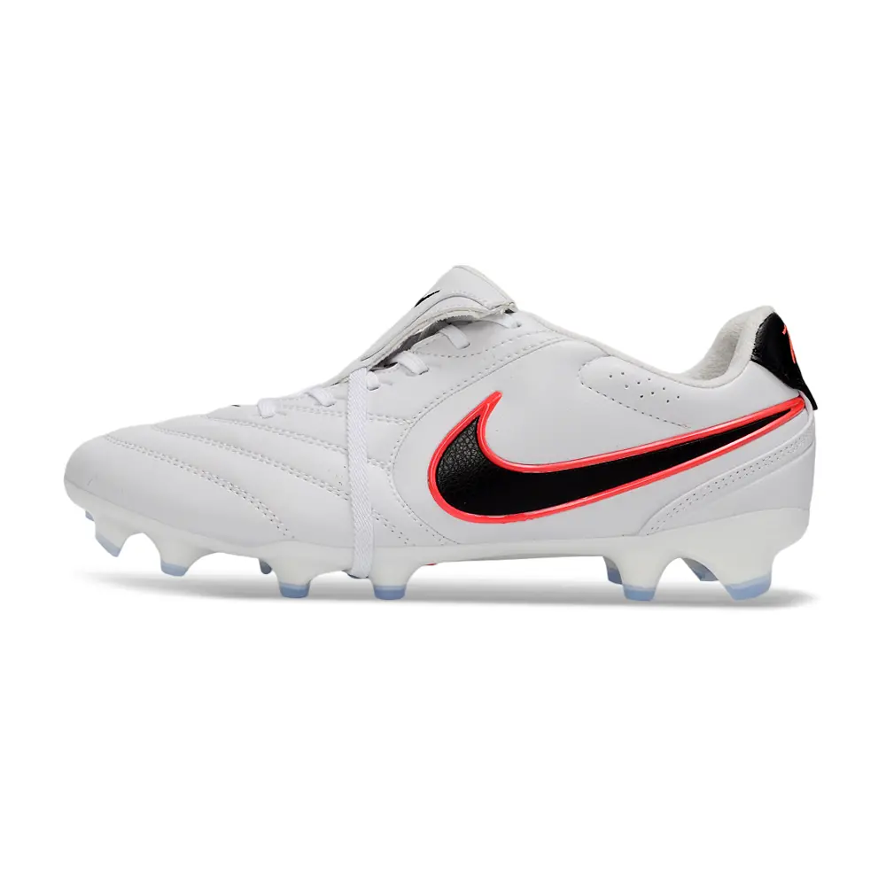 Chuteira Campo Nike Tiempo Ligera Pro FG Branco, Preto e Laranja 