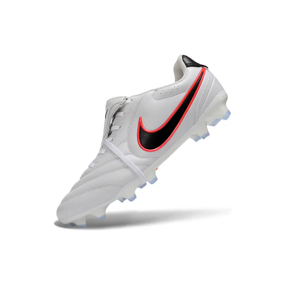 Chuteira Campo Nike Tiempo Ligera Pro FG Branco, Preto e Laranja 