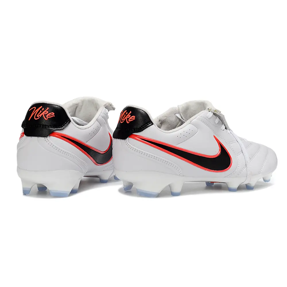 Chuteira Campo Nike Tiempo Ligera Pro FG Branco, Preto e Laranja 