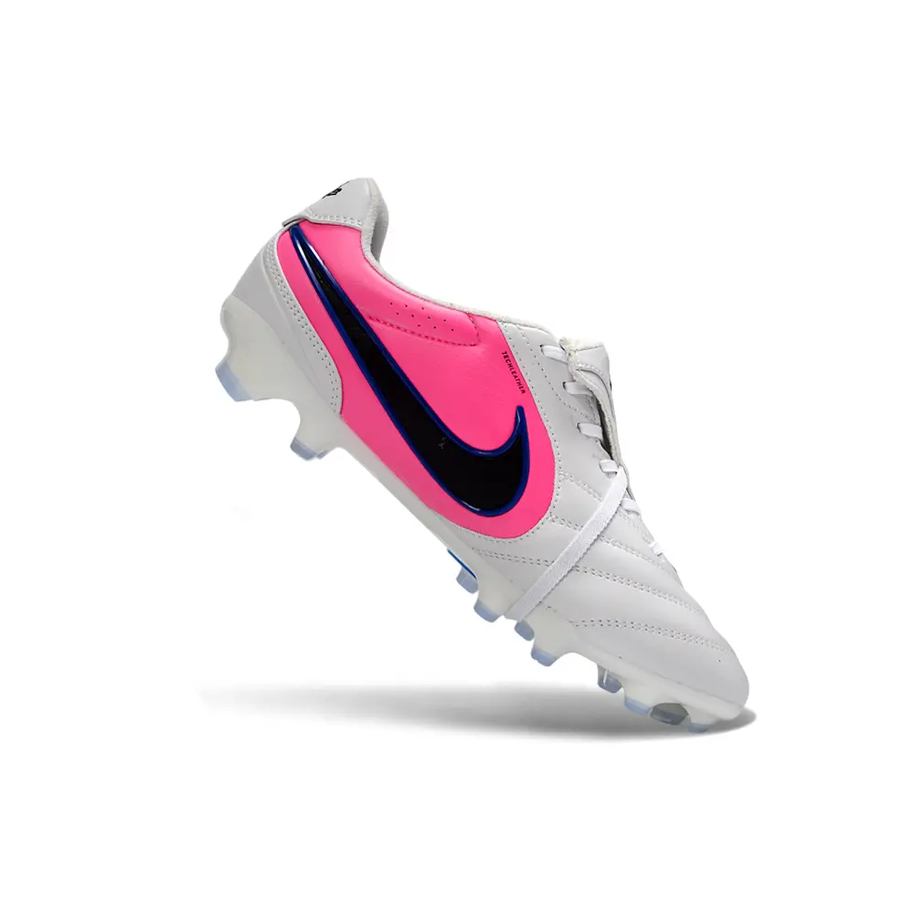 Chuteira Campo Nike Tiempo Ligera Pro FG Branco, Azul e Rosa