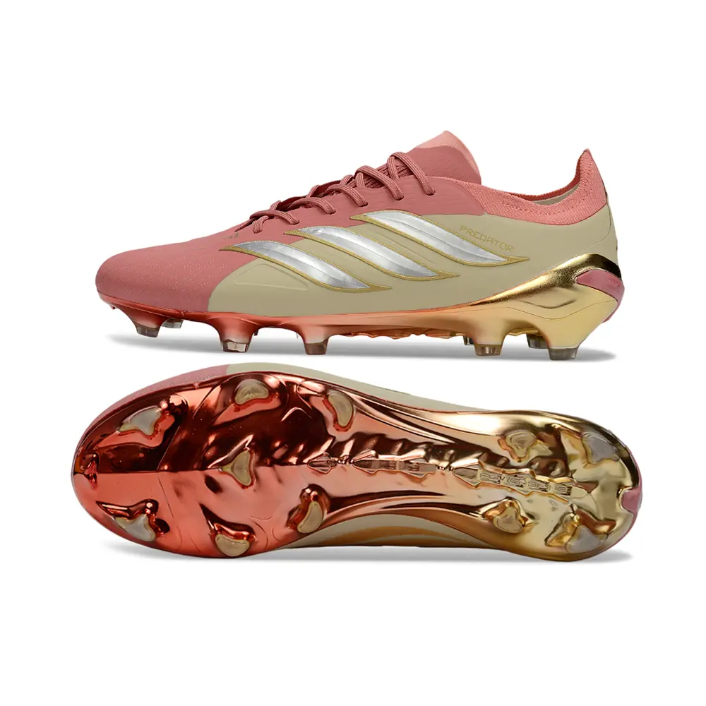 Chuteira Campo Adidas Predator 26 Elite FG Rosa e Dourado