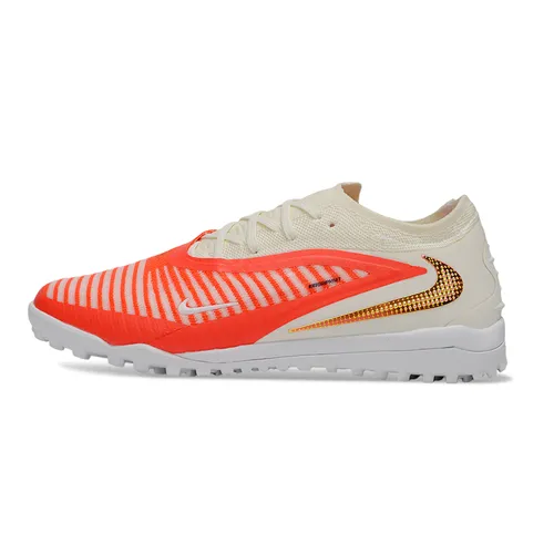 Chuteira Society Nike Phantom GX 6 Elite TF Branco, Laranja e Dourado