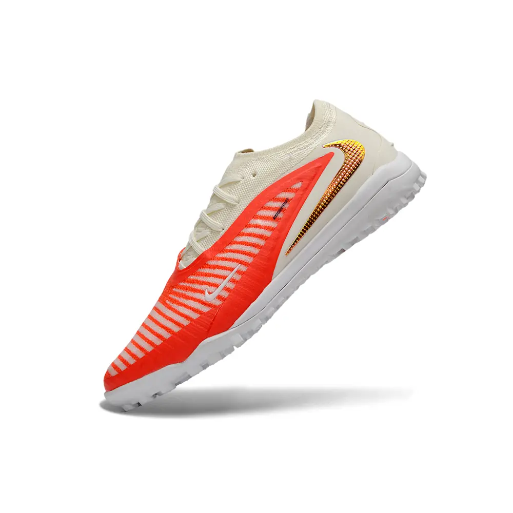 Chuteira Society Nike Phantom GX 6 Elite TF Branco, Laranja e Dourado