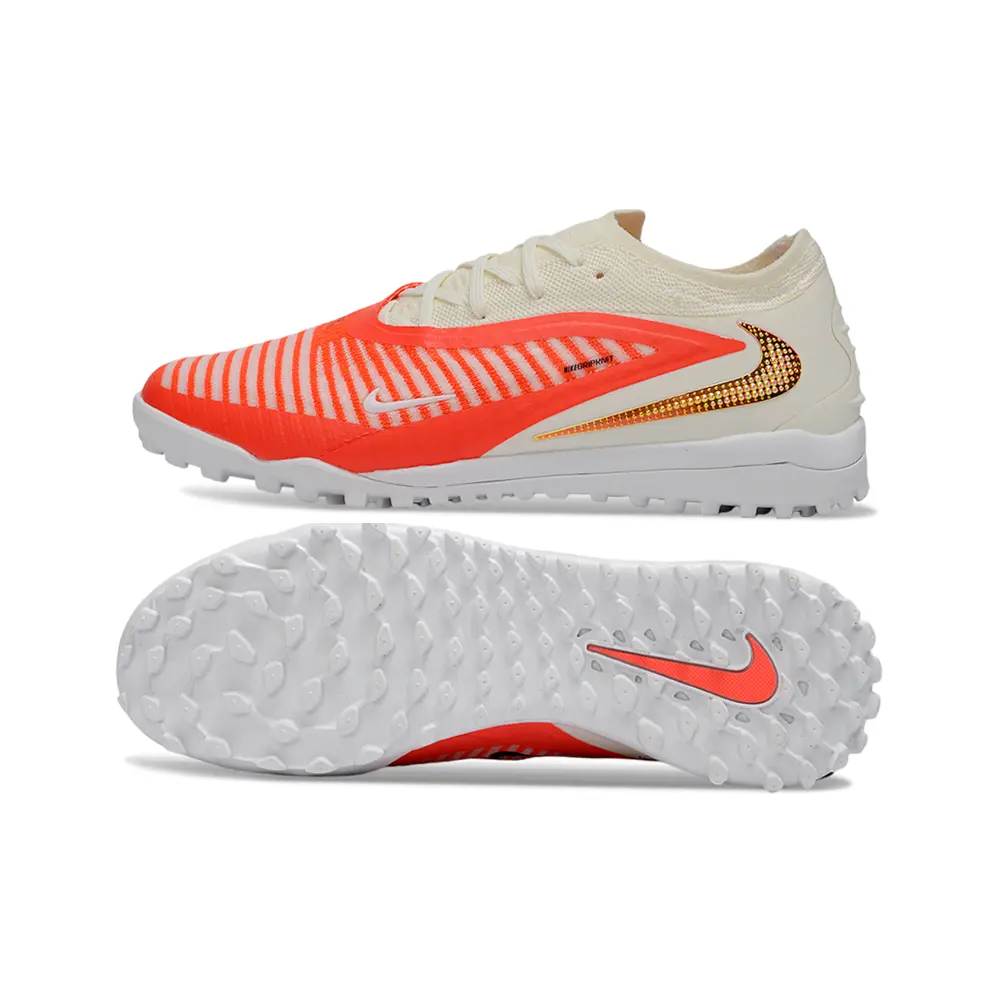 Chuteira Society Nike Phantom GX 6 Elite TF Branco, Laranja e Dourado