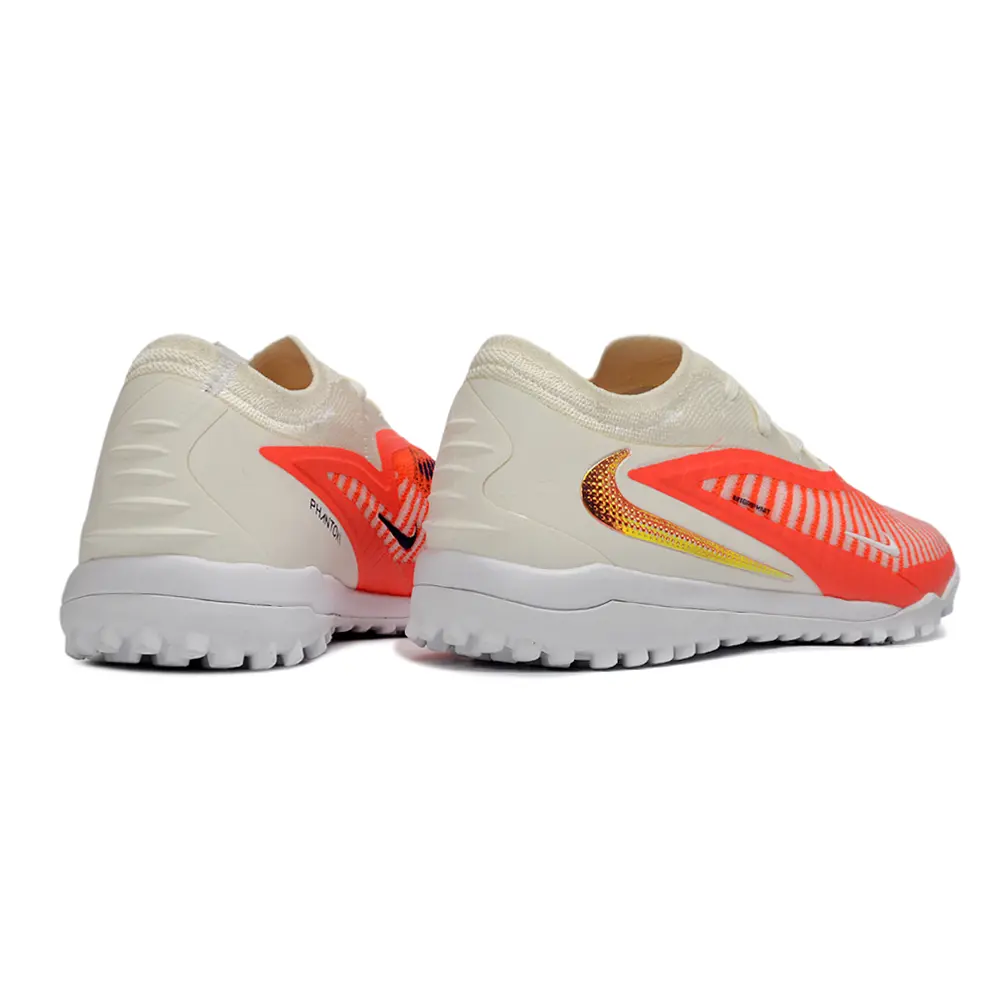 Chuteira Society Nike Phantom GX 6 Elite TF Branco, Laranja e Dourado