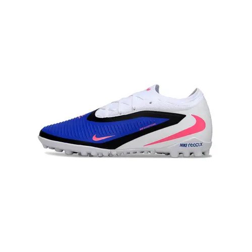 Chuteira Society Nike Phantom ReactX 6 Pro TF Branco, Azul e Rosa - Attack Pack