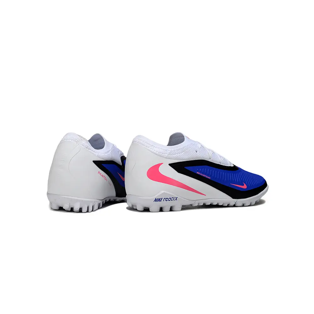 Chuteira Society Nike Phantom ReactX 6 Pro TF Branco, Azul e Rosa - Attack Pack