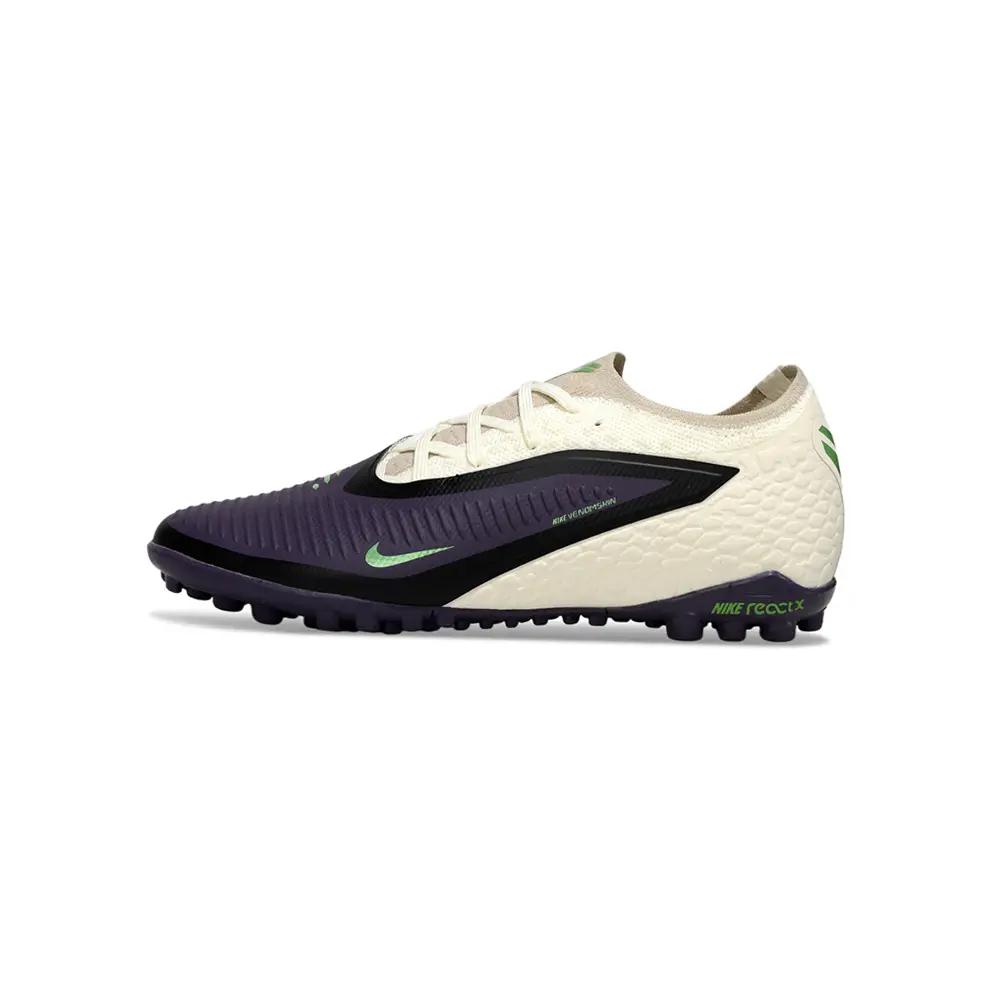 Chuteira Society Nike Phantom ReactX 6 Pro TF Preto, Bege e Verde - Black Mamba