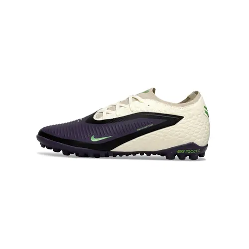 Chuteira Society Nike Phantom ReactX 6 Pro TF Preto, Bege e Verde - Black Mamba