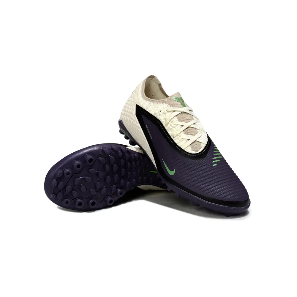 Chuteira Society Nike Phantom ReactX 6 Pro TF Preto, Bege e Verde - Black Mamba